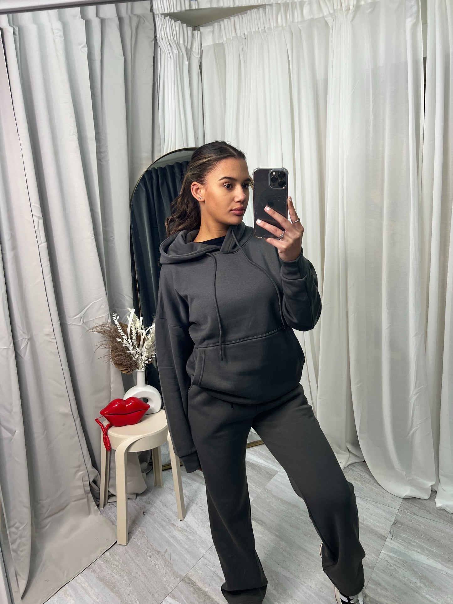 Wide leg hooded tracksuit with front pocket