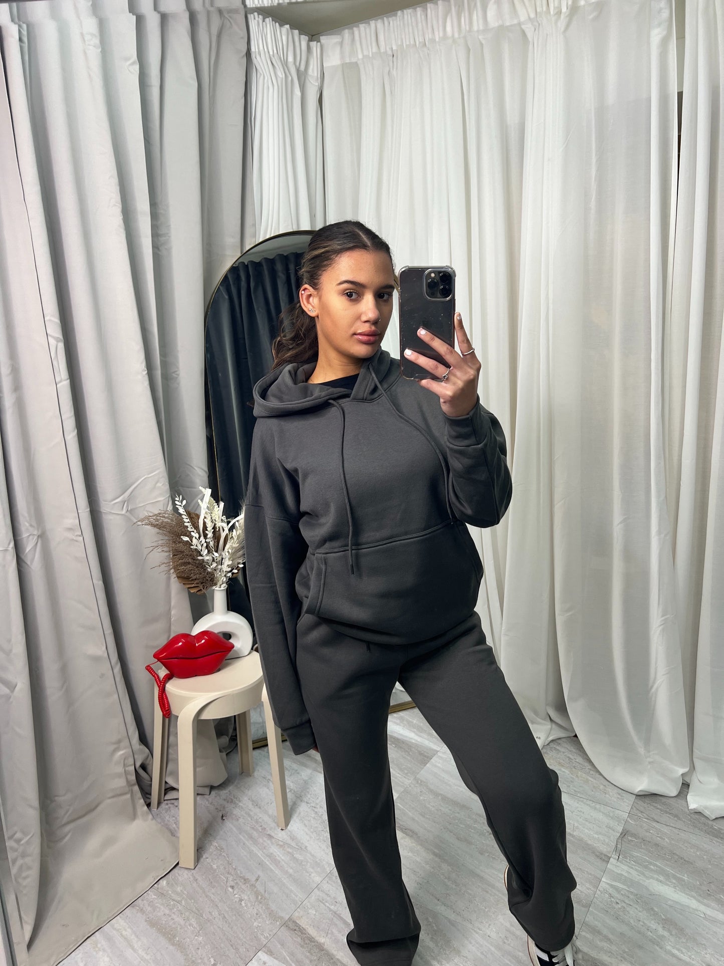 Wide leg hooded tracksuit with front pocket