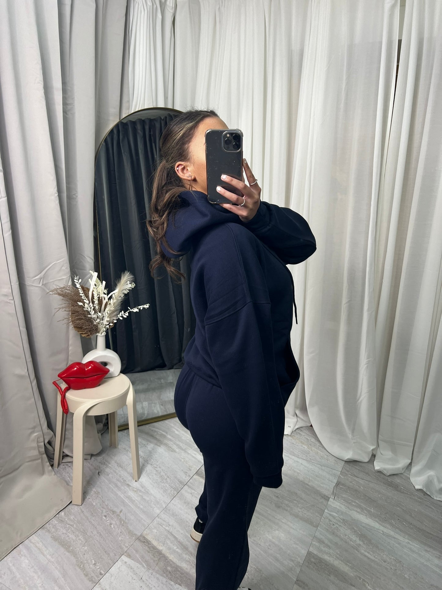 Wide leg hooded tracksuit with front pocket