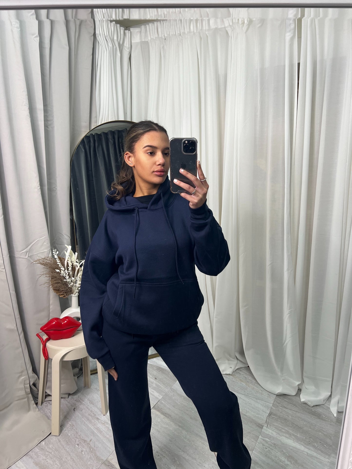 Wide leg hooded tracksuit with front pocket