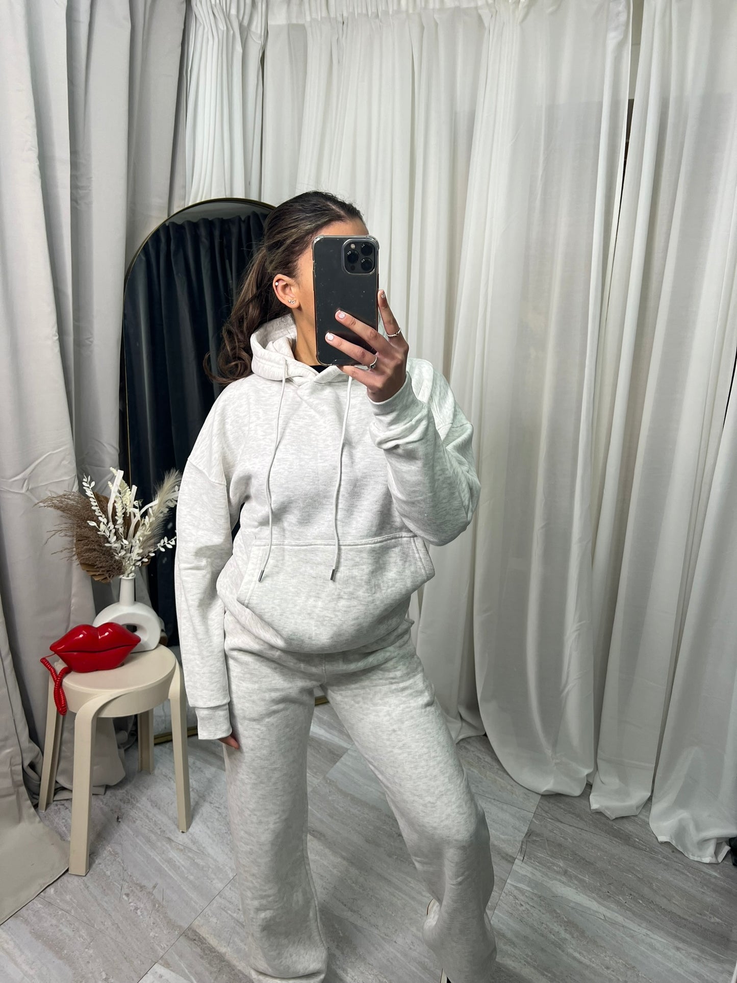 Wide leg hooded tracksuit with front pocket