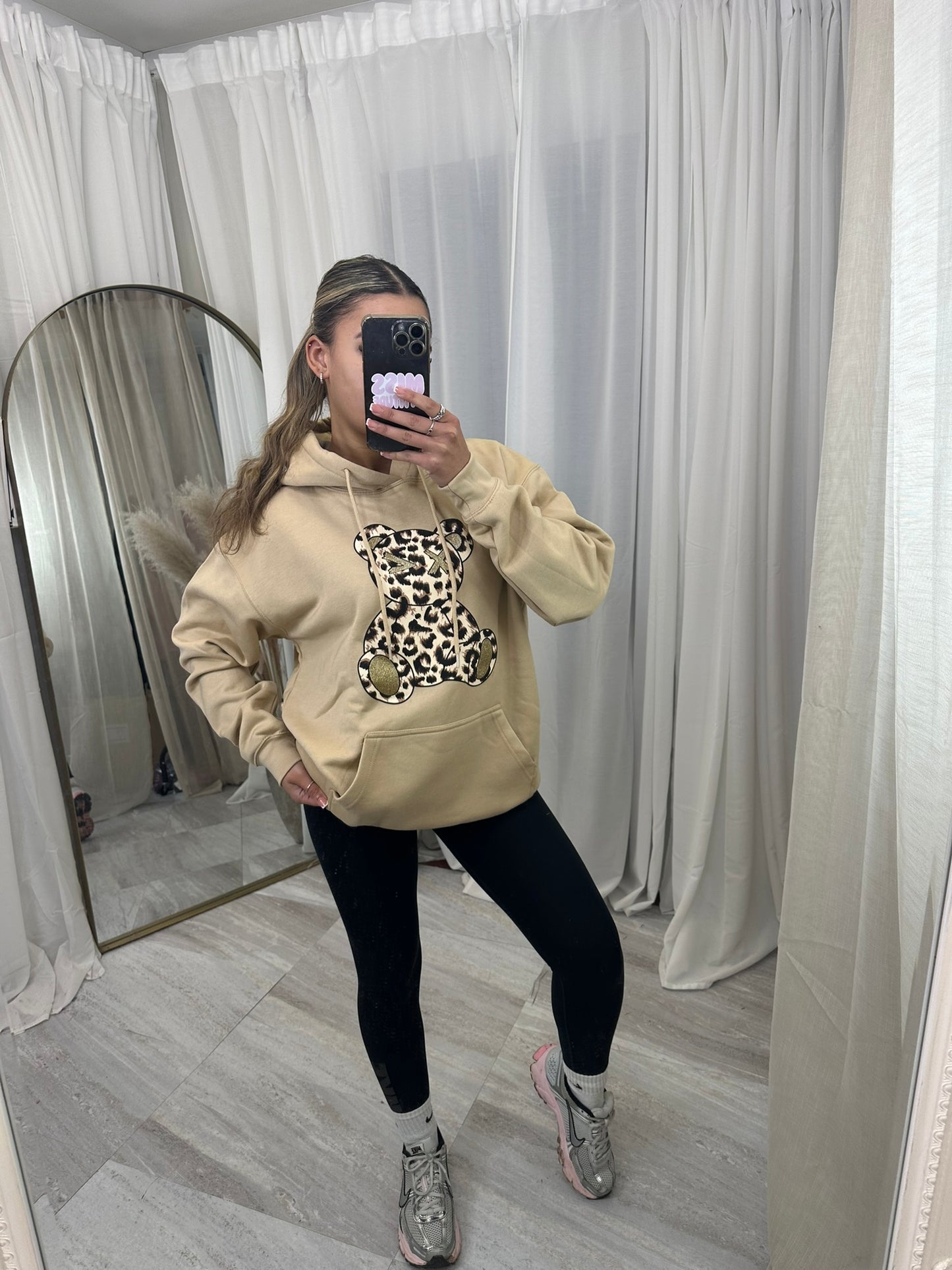 oversized leopard bear hoodie