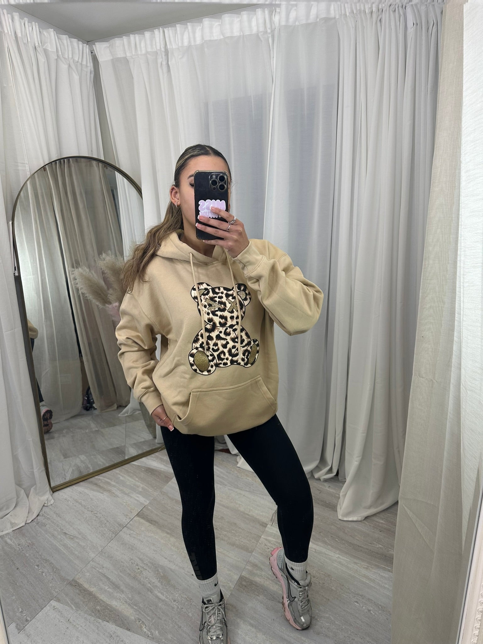 oversized leopard bear hoodie