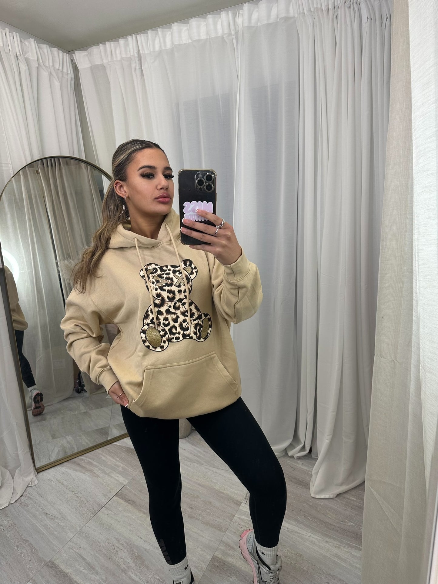 oversized leopard bear hoodie