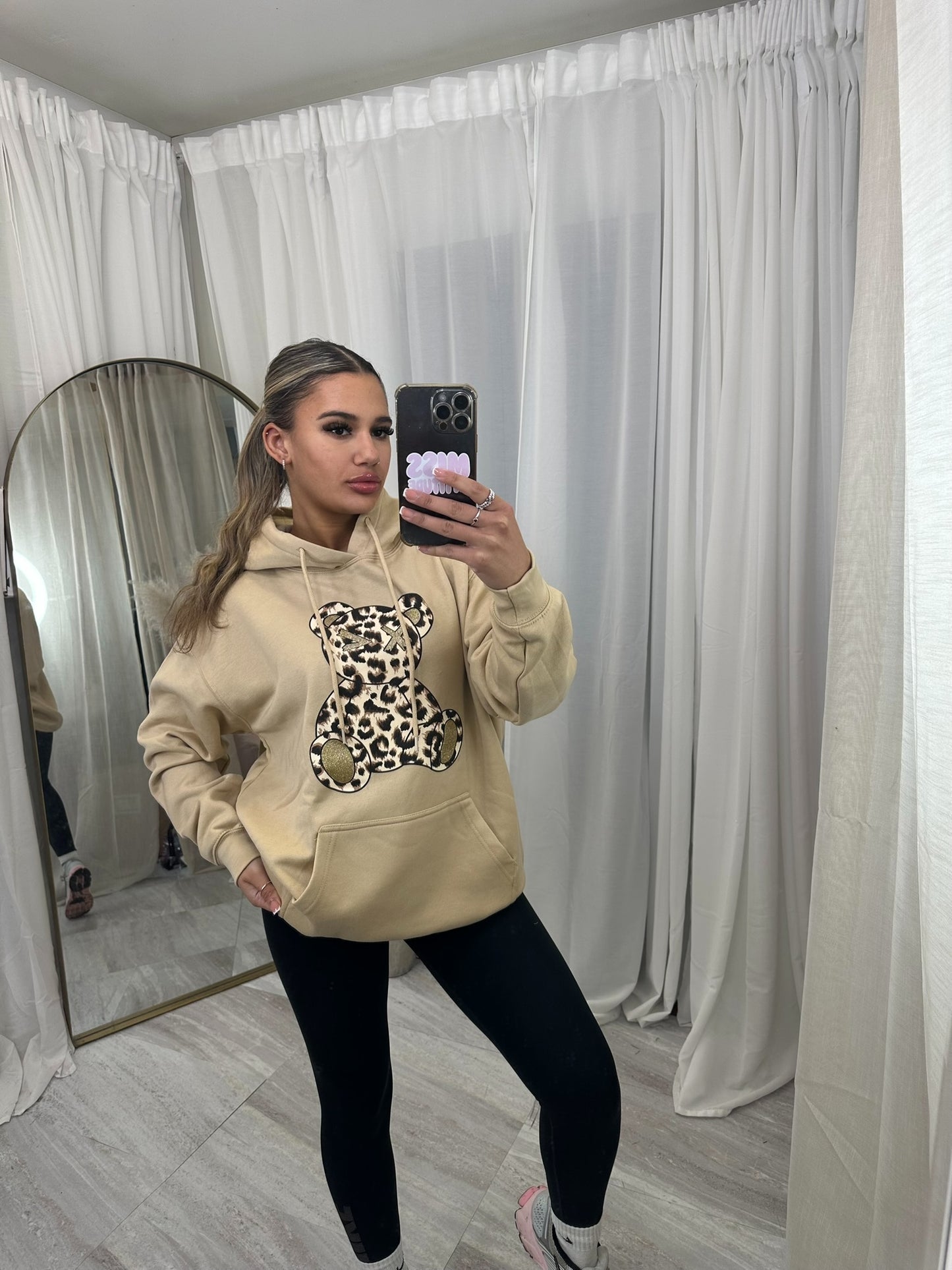 oversized leopard bear hoodie