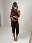 Honey Lace Off the shoulder Capri Set