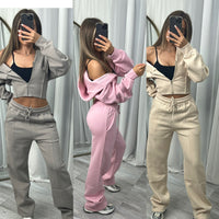 Wide leg hooded compression tracksuit