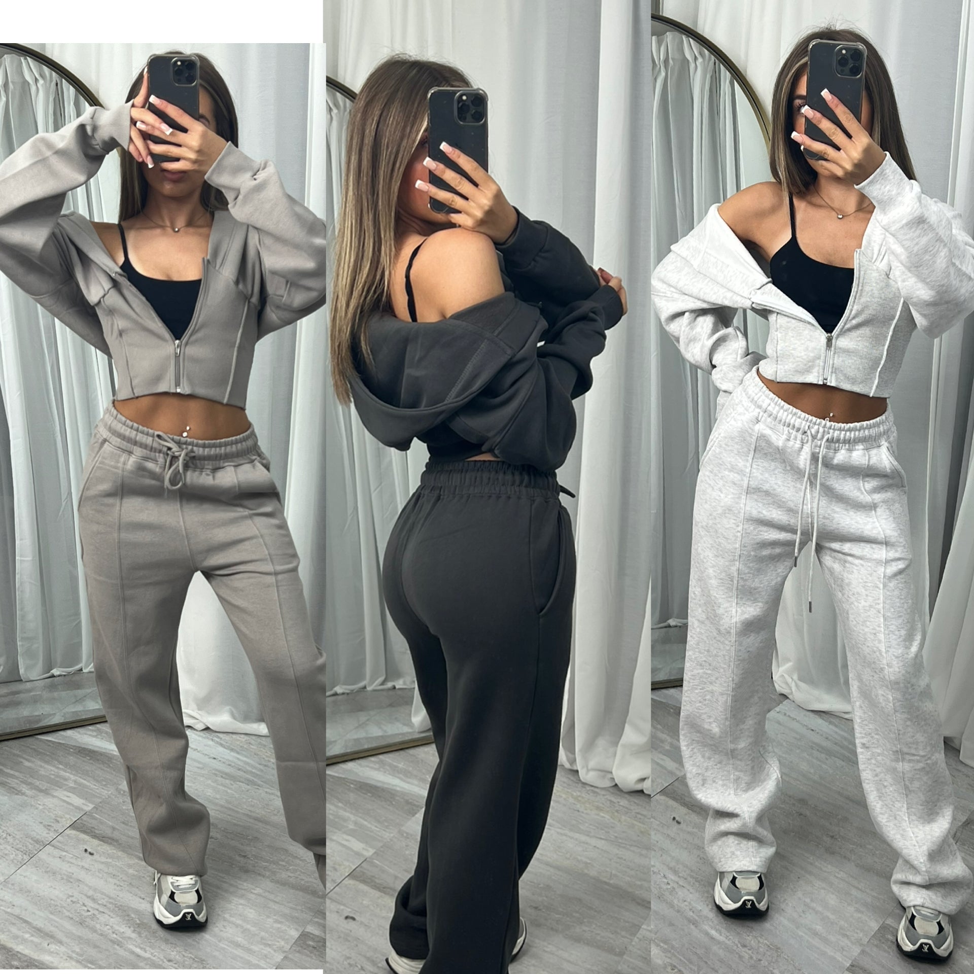 Wide leg hooded compression tracksuit