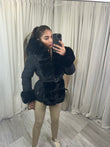 Fur cuff puffer coat with fur collar