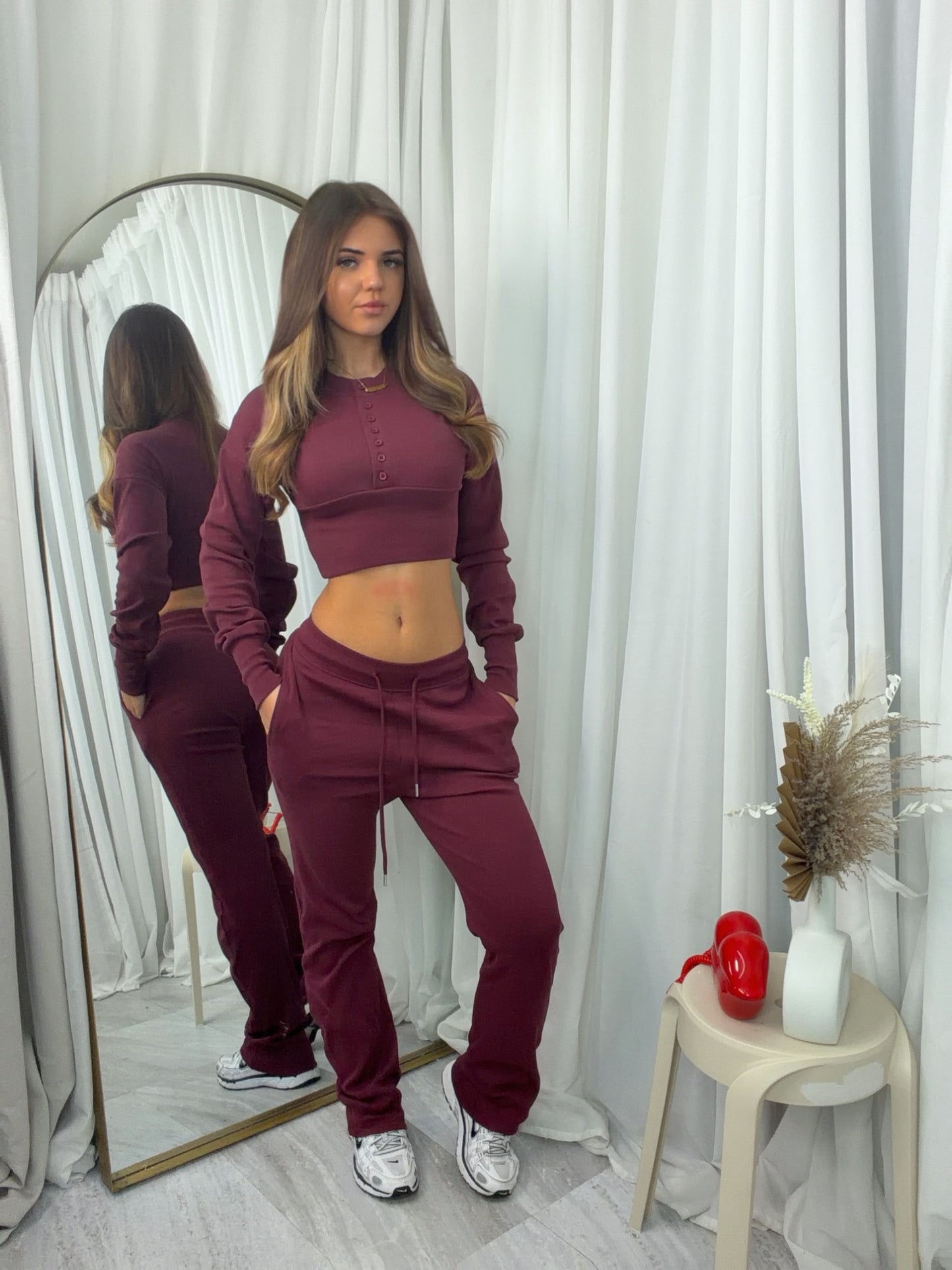 MAE new Ribbed compression button loungewear 2 piece set