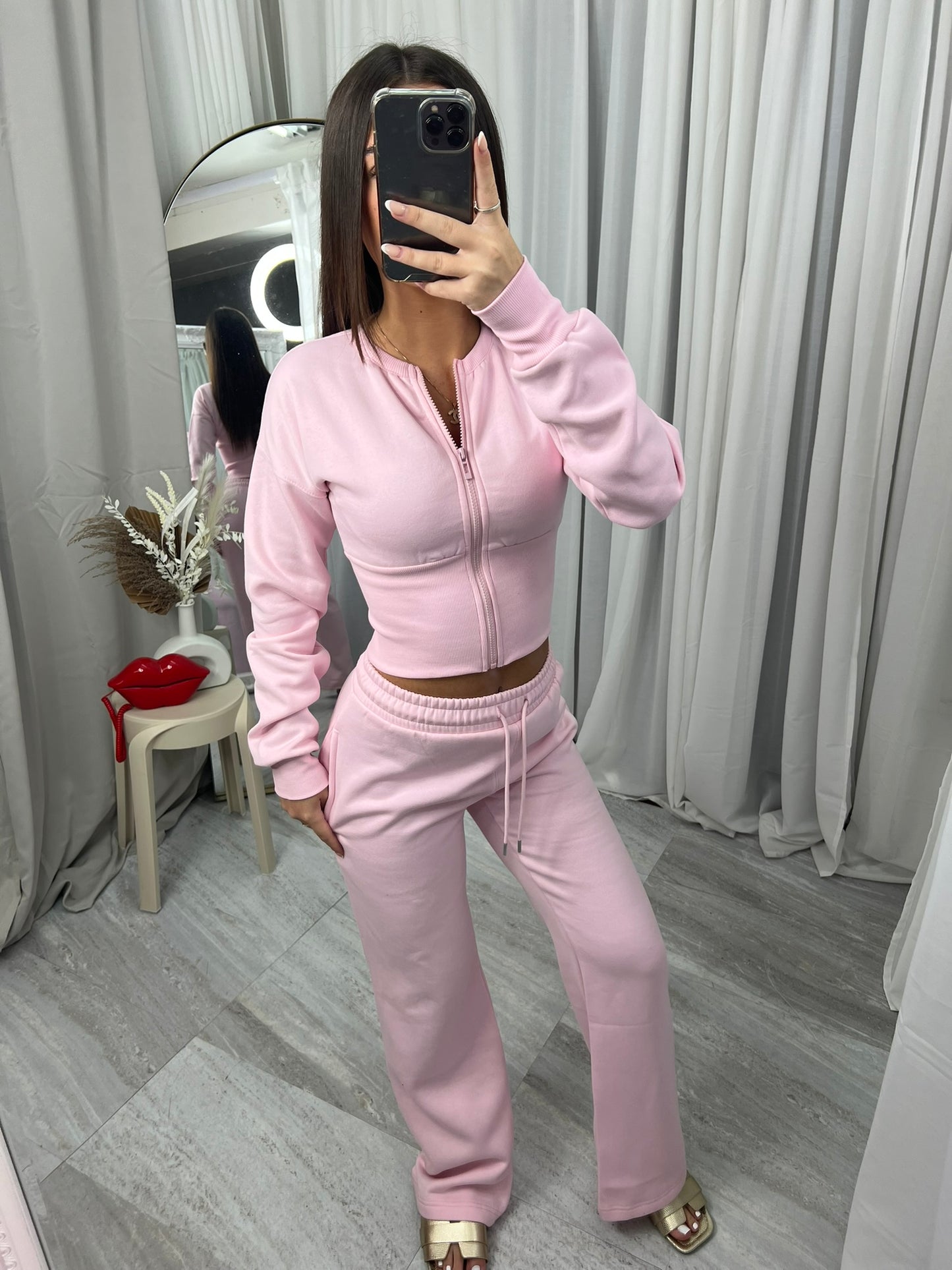 Wide leg zipped tracksuit
