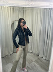 Padded faux leather biker jacket