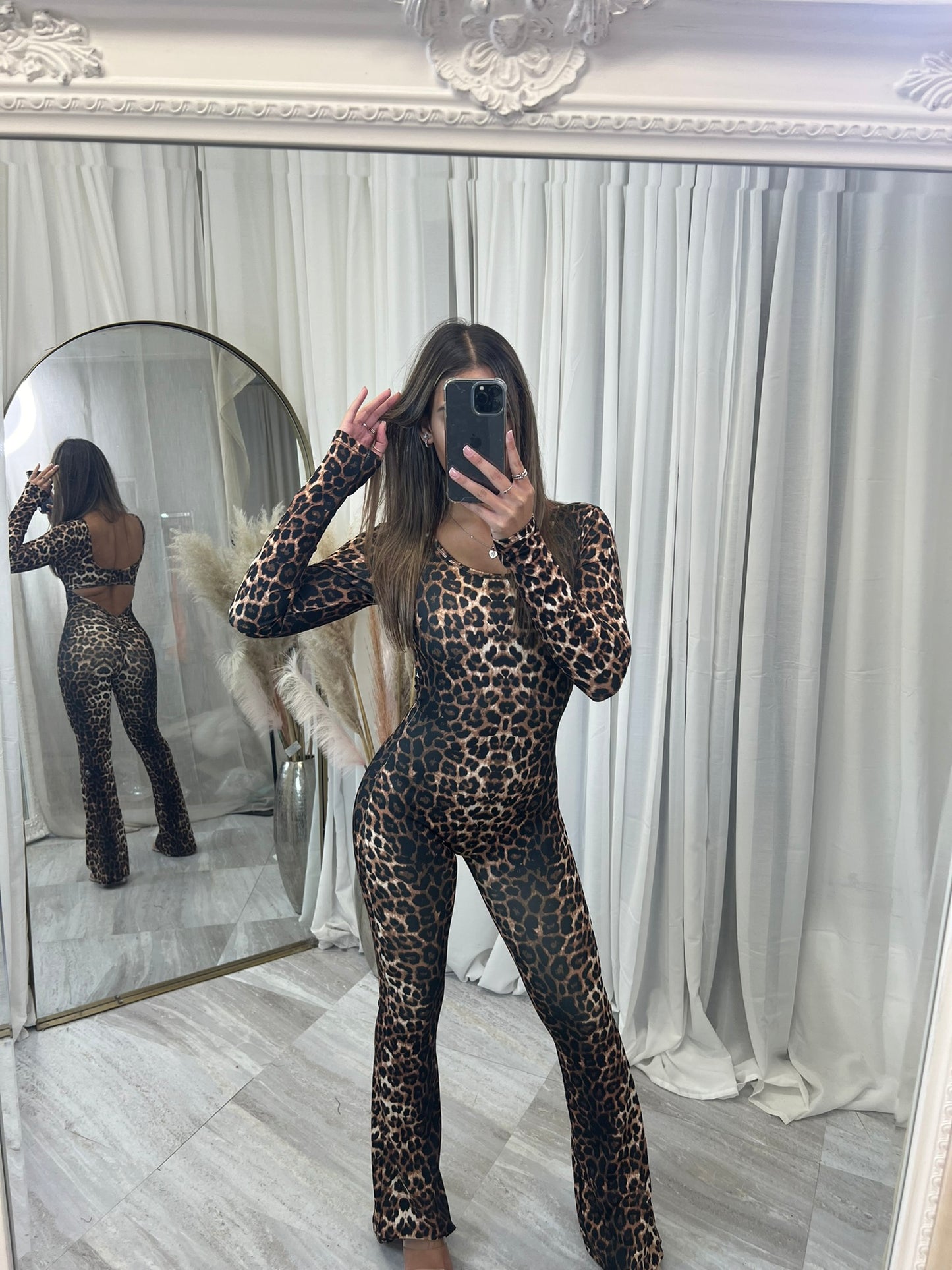 Leopard print scrunch bum unitard