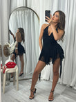 Bodysuit with side drape and mesh detail set