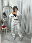 Wide leg hooded compression tracksuit