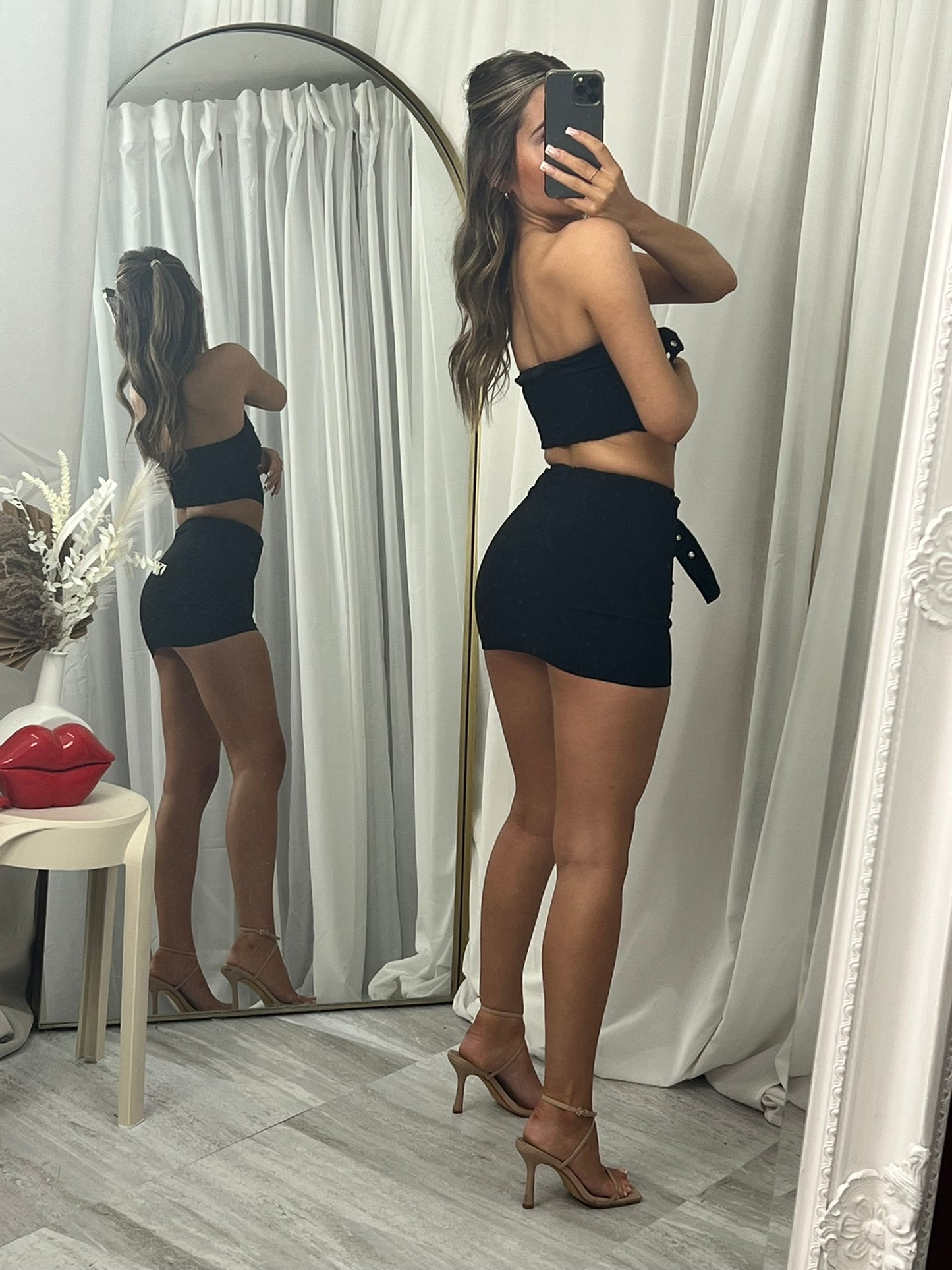 Sale Buckle belted top and buckle skirt co-ord outfit