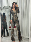 Leopard scrunch bum animal print jumpsuit
