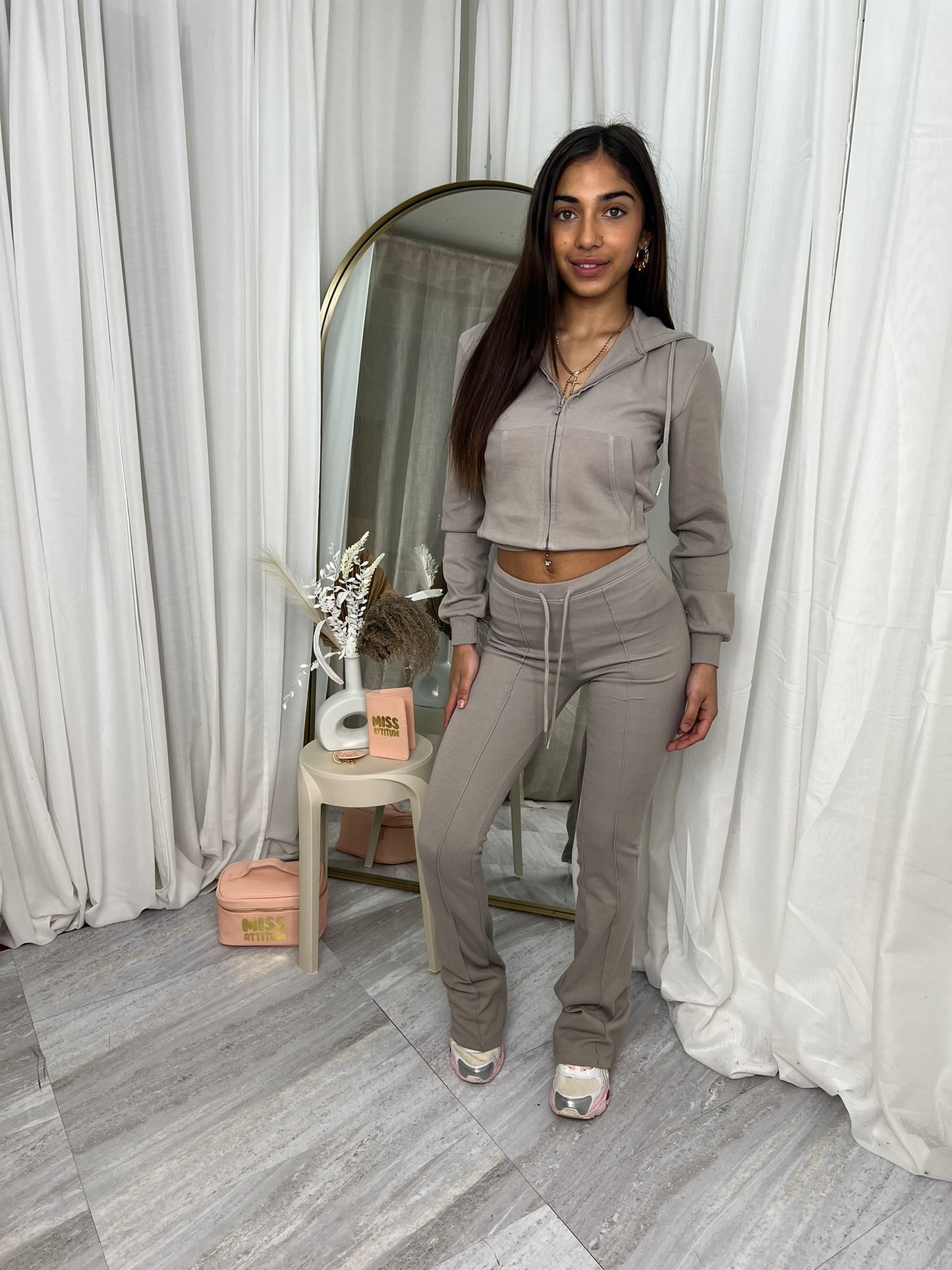 Scuba cropped flared tracksuit set