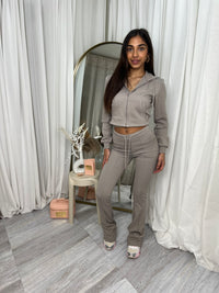 Scuba cropped flared tracksuit set