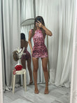 Sale backless leapord mini dress