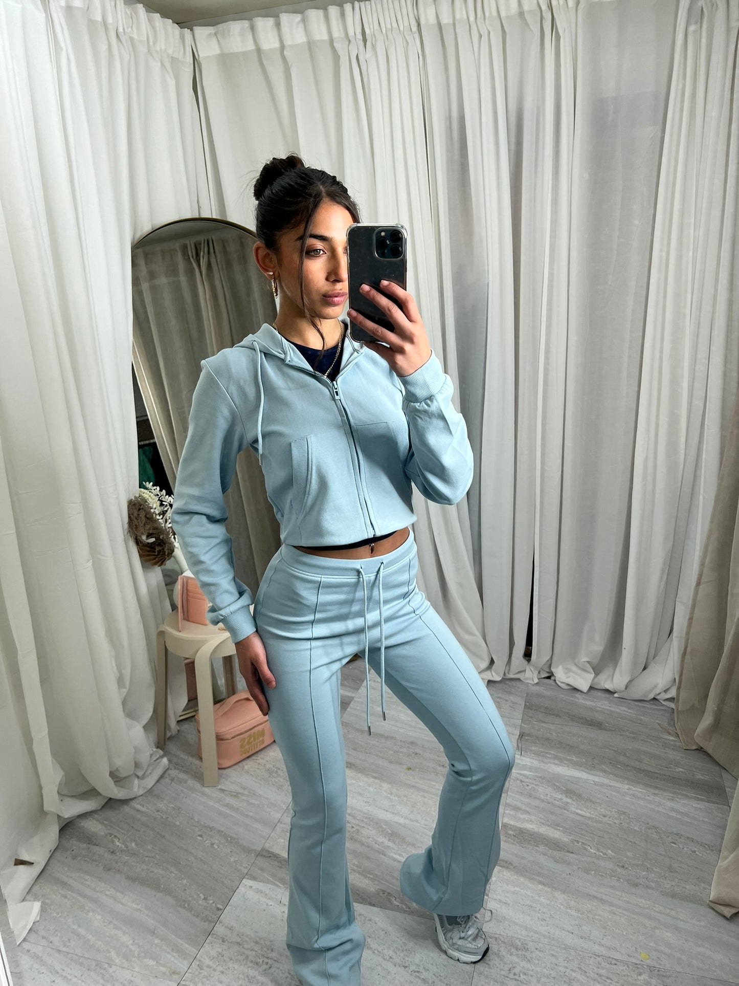 Scuba cropped flared tracksuit set