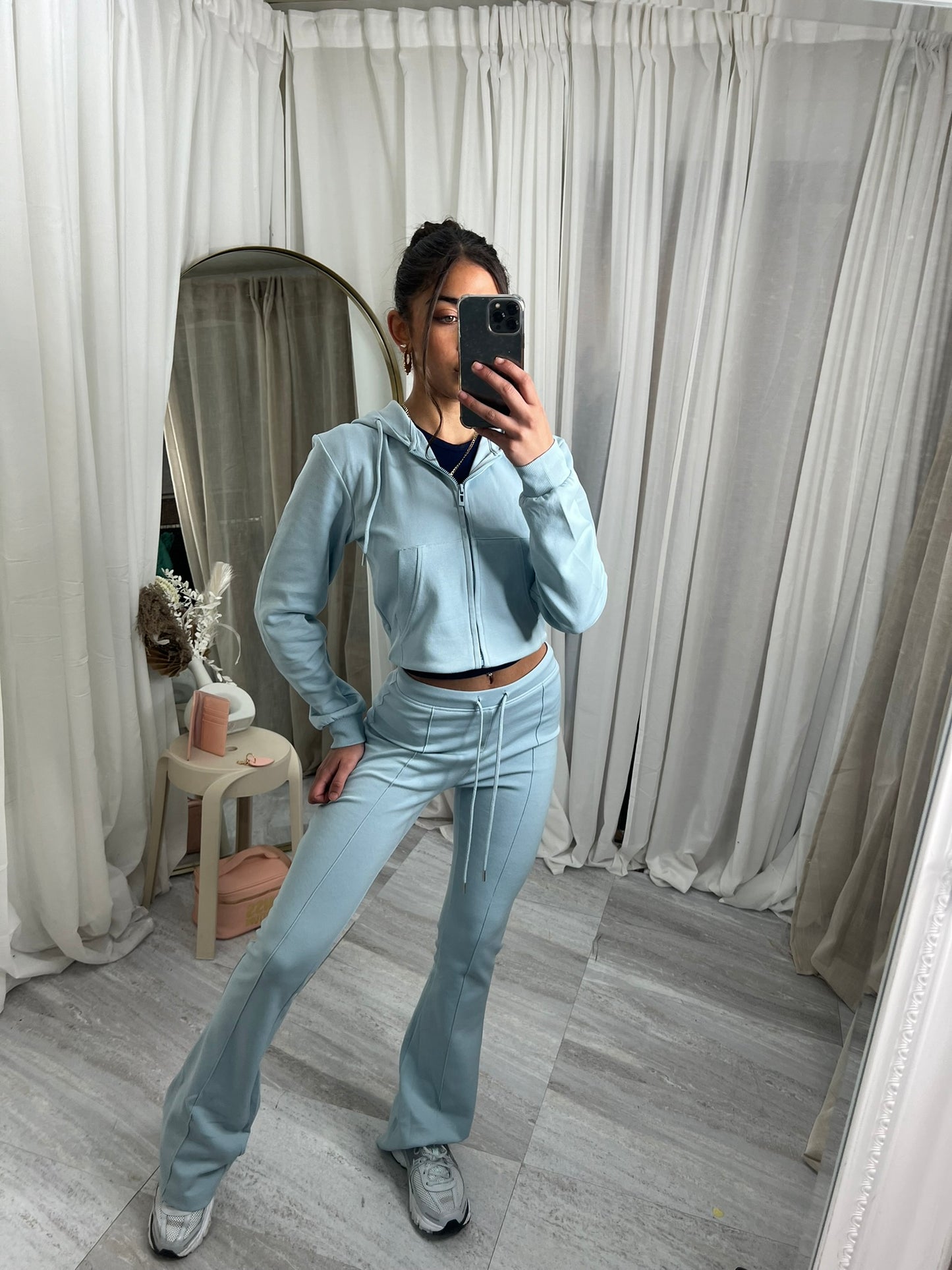 Scuba cropped flared tracksuit set