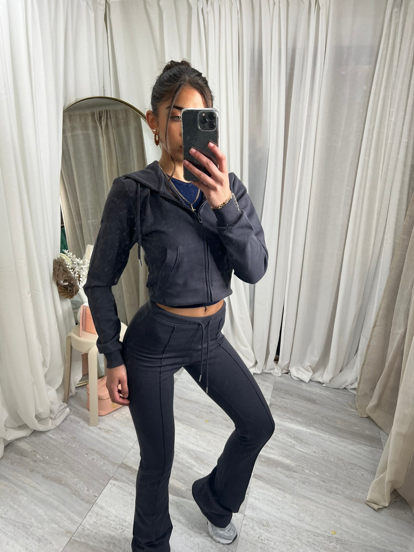 Scuba cropped flared tracksuit set