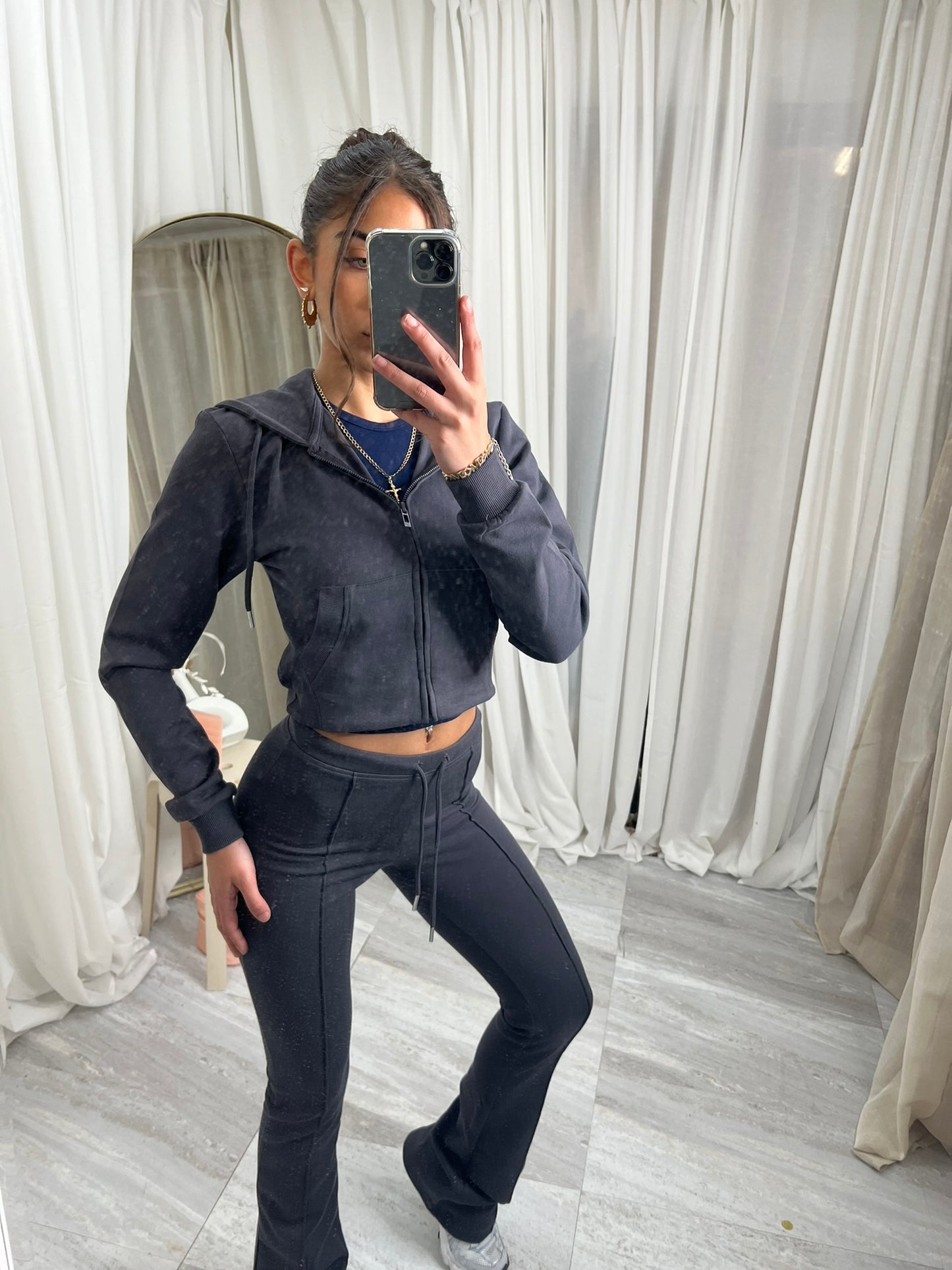 Scuba cropped flared tracksuit set