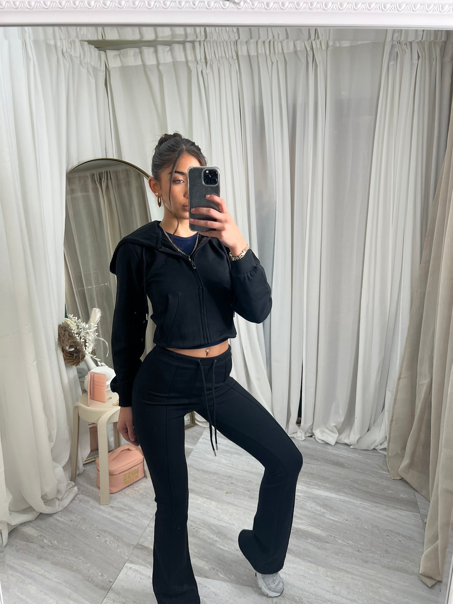 Scuba cropped flared tracksuit set