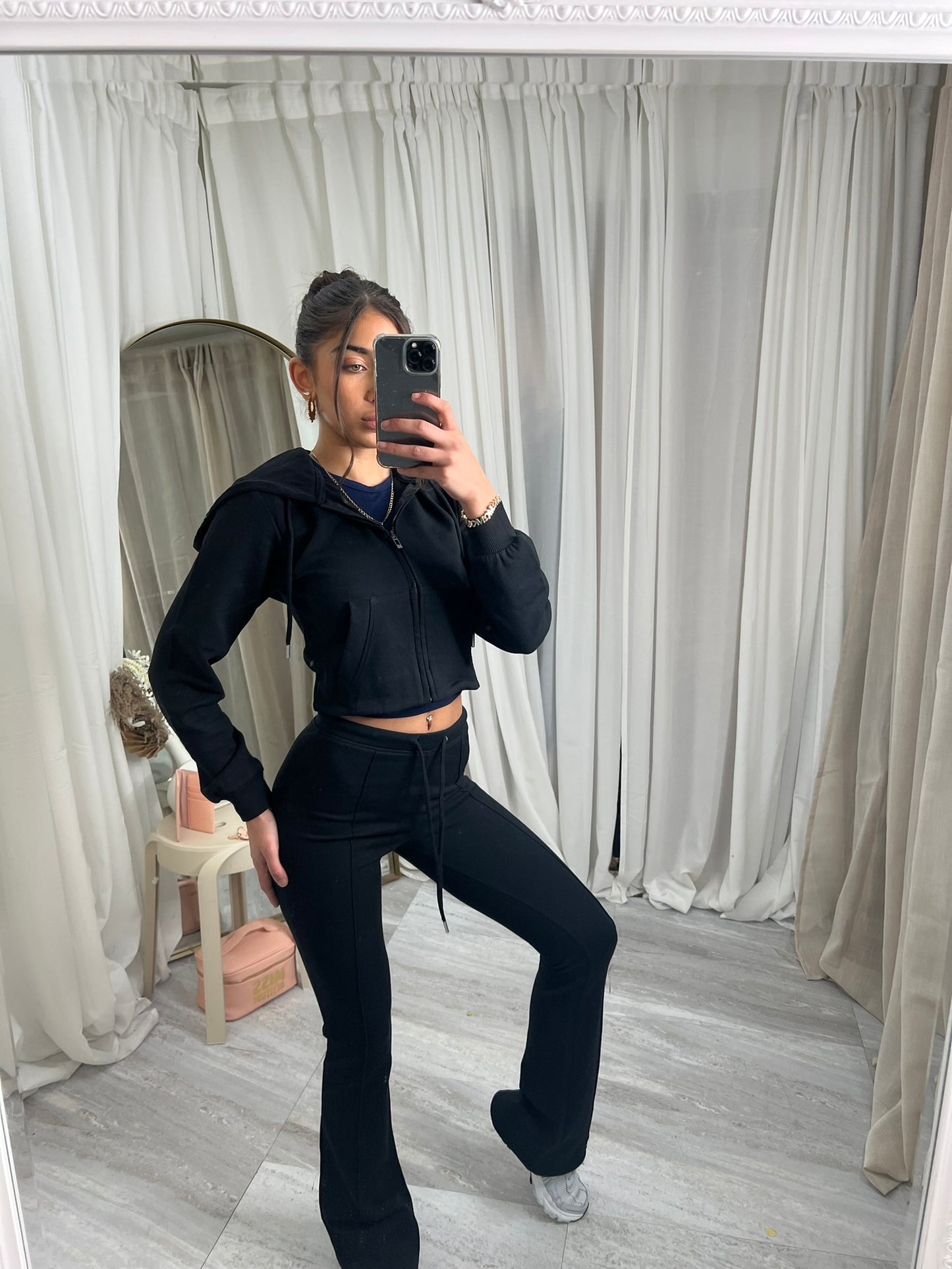 Scuba cropped flared tracksuit set