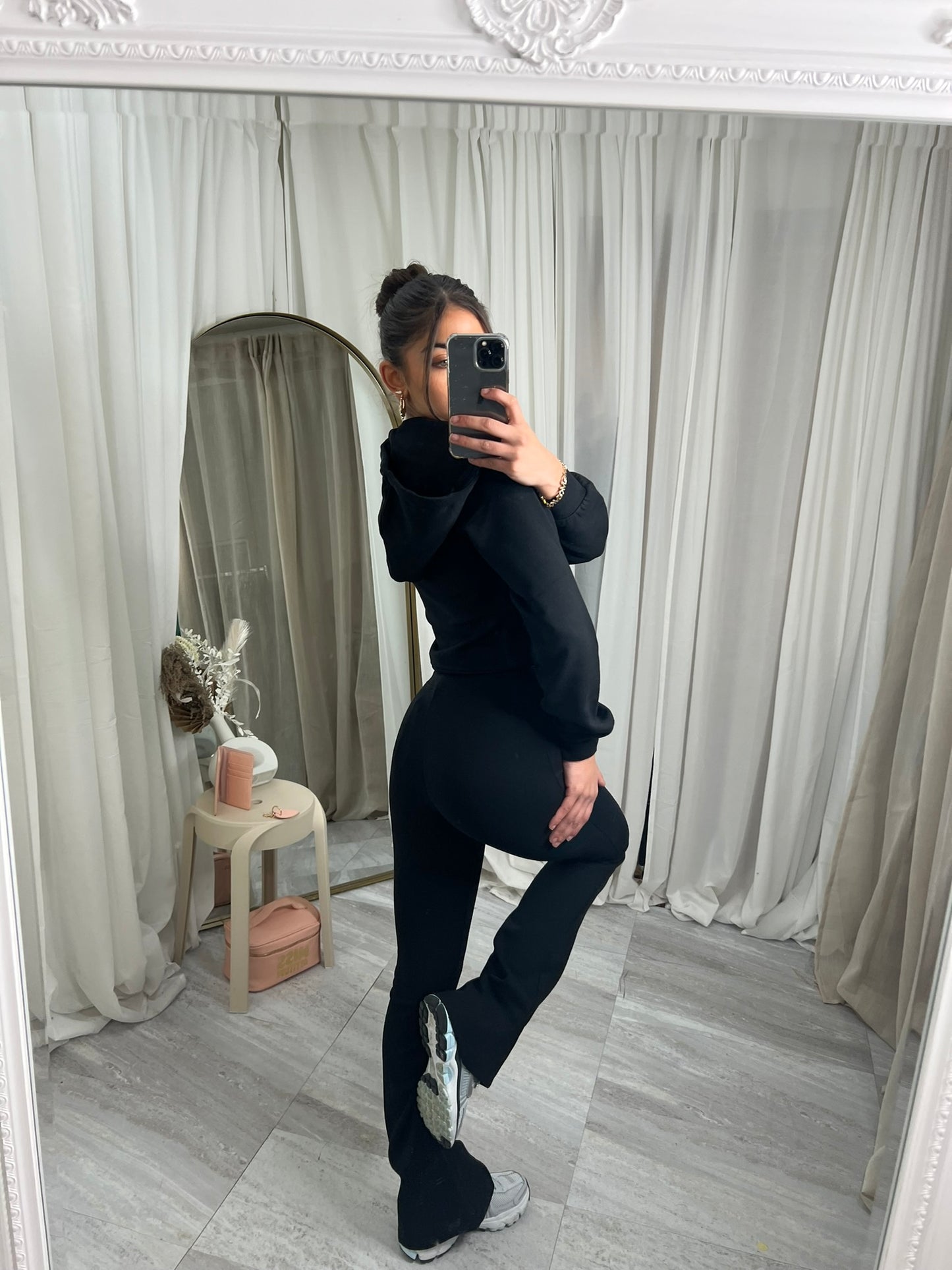 Scuba cropped flared tracksuit set