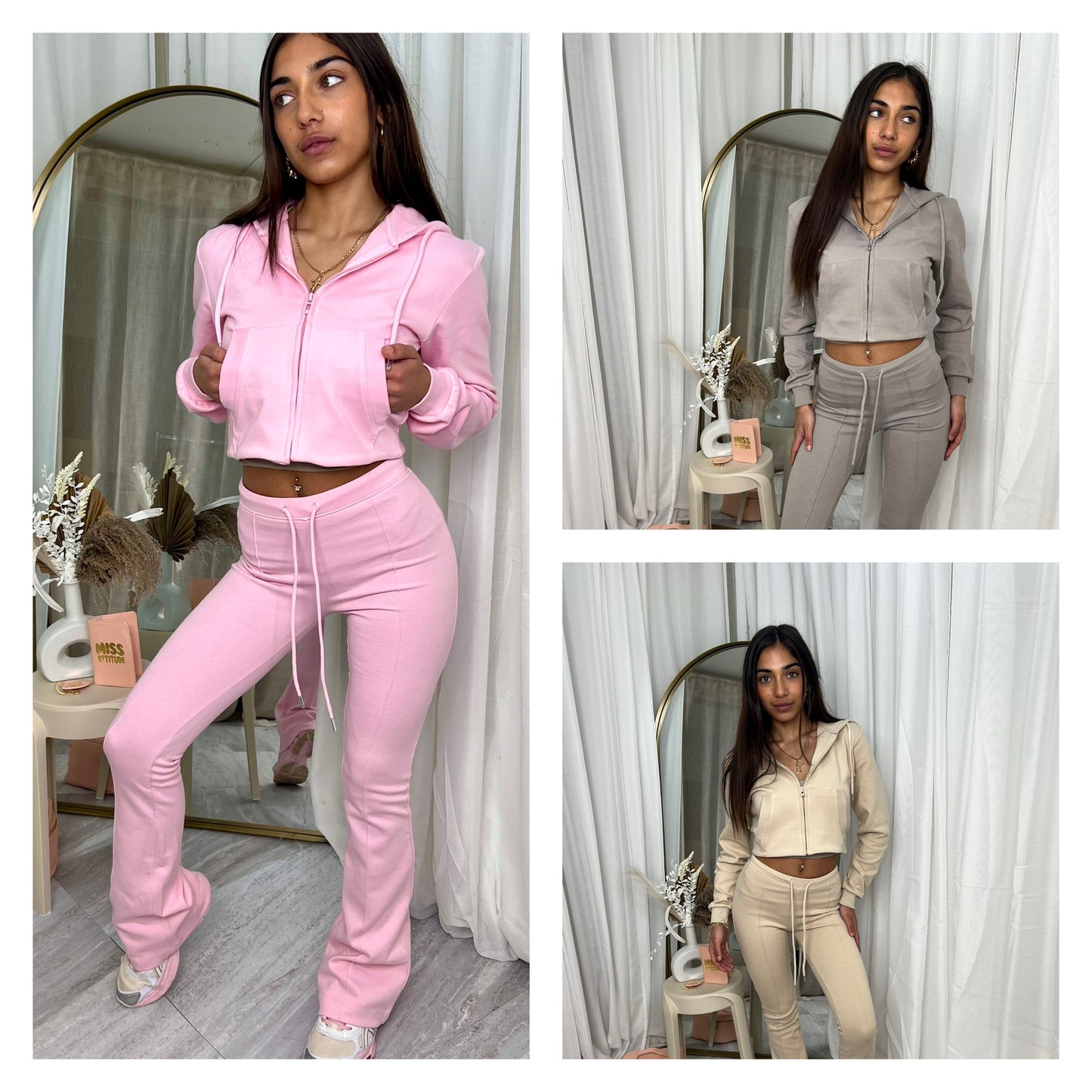 Scuba cropped flared tracksuit set