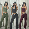Sleeveless lounge wear top and flared bottoms