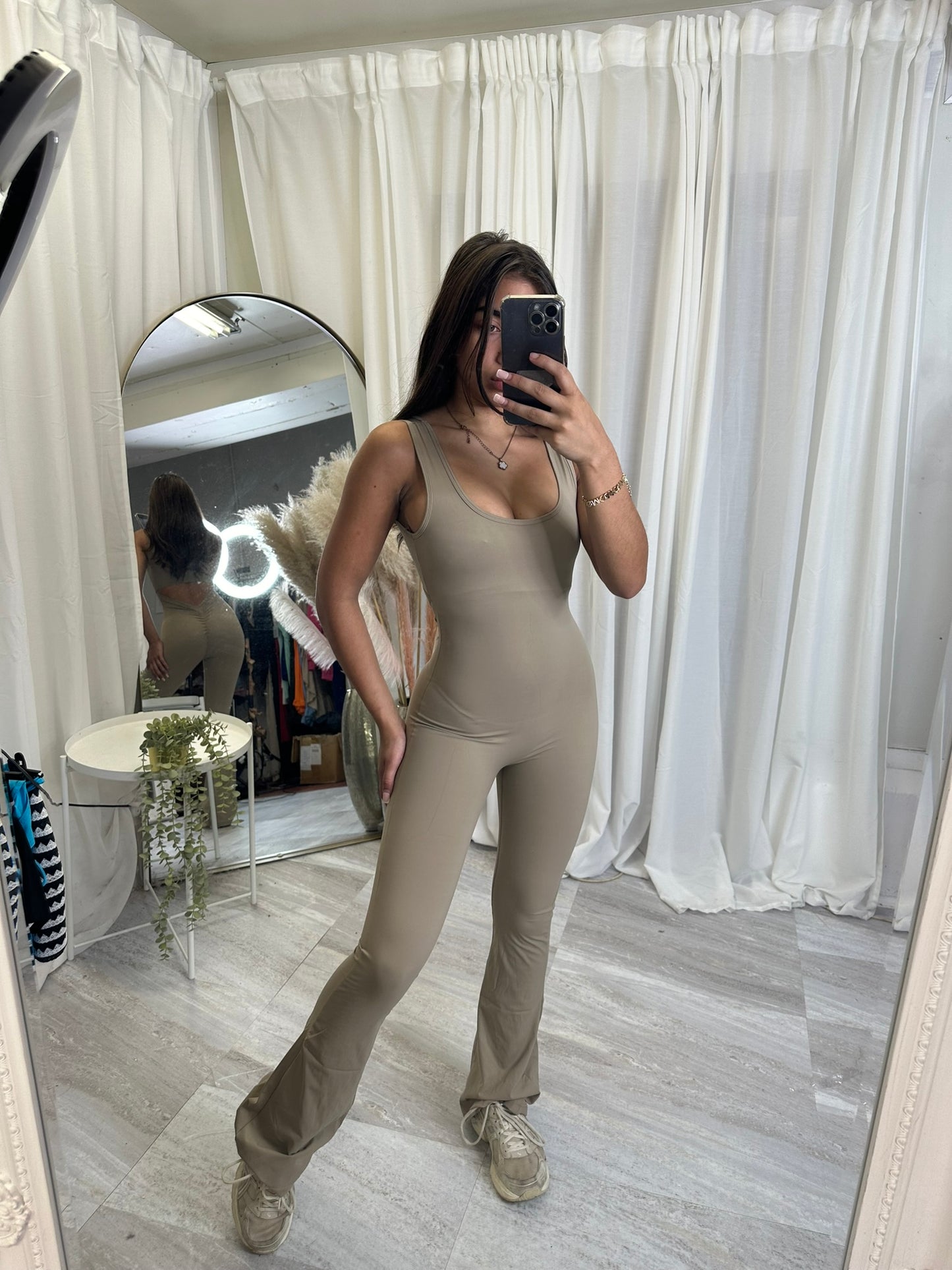 Flared scrunch bum jumpsuit