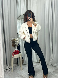 Balloon sleeved bomber casual zipped top casual jacket