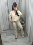 Oatmeal Ella flared bomber jacket and flared bottoms set