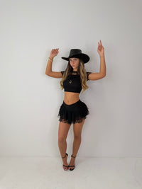 Kali lace layered skort with short sleeved crop top festival summer holiday outfit (Copy)