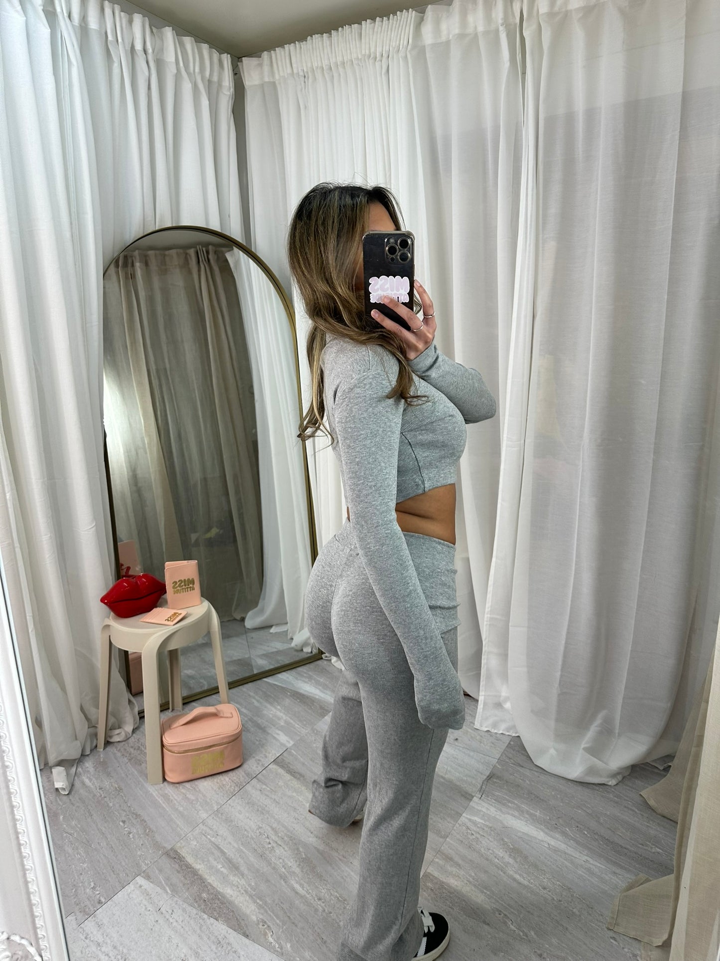 Cropped Zipper lounge wear & Wide Leg Trouser Set