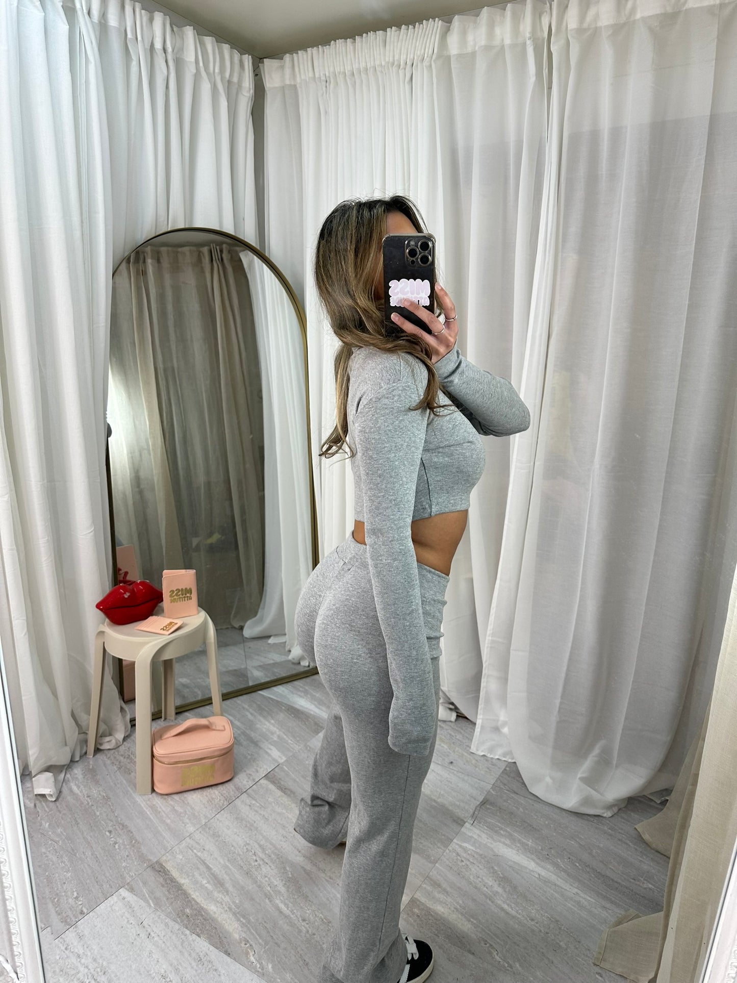 Cropped Zipper lounge wear & Wide Leg Trouser Set