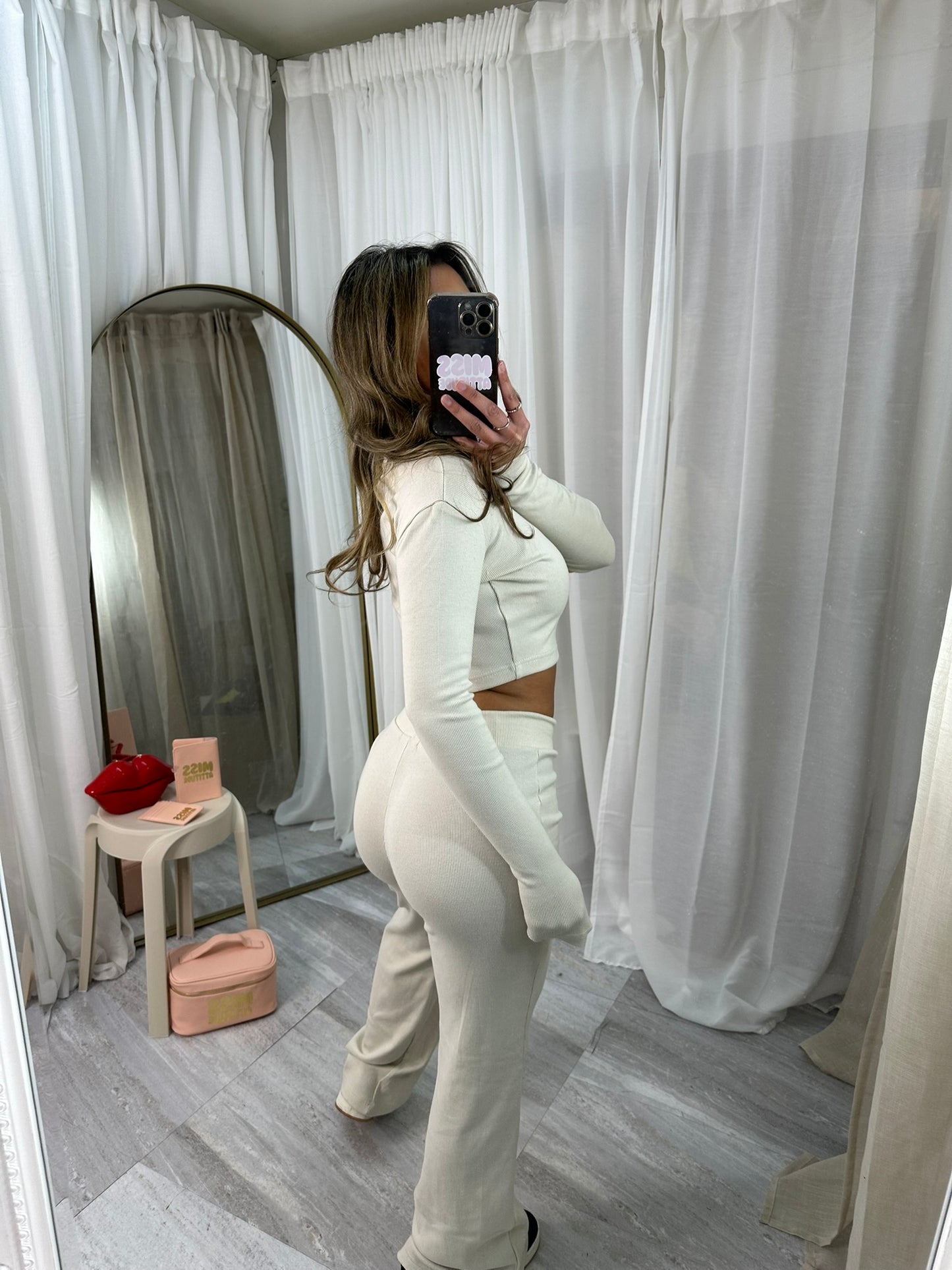 Cropped Zipper lounge wear & Wide Leg Trouser Set