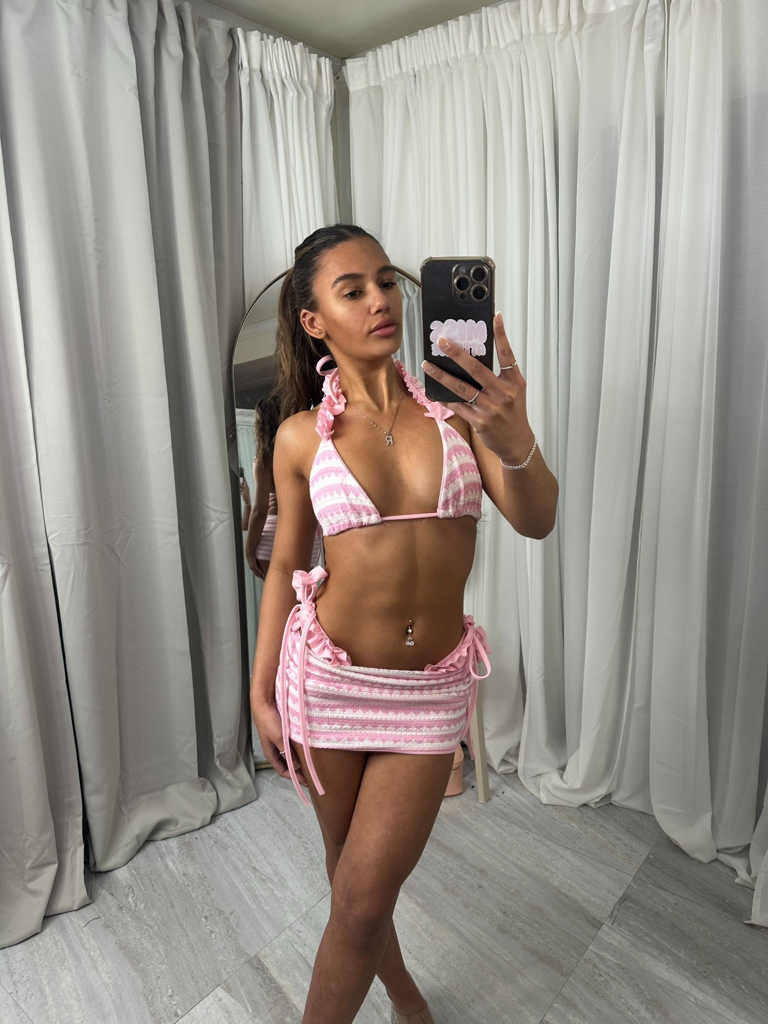 Knitted frill 3 piece bikini cover up sets