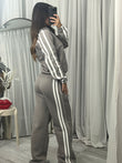 Wide leg striped detail with front pockets tracksuit dove grey