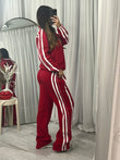 Wide leg striped detail with front pockets tracksuit red