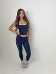 Gym Vest And Legging Set With Piping active wear lounge set with side pocket