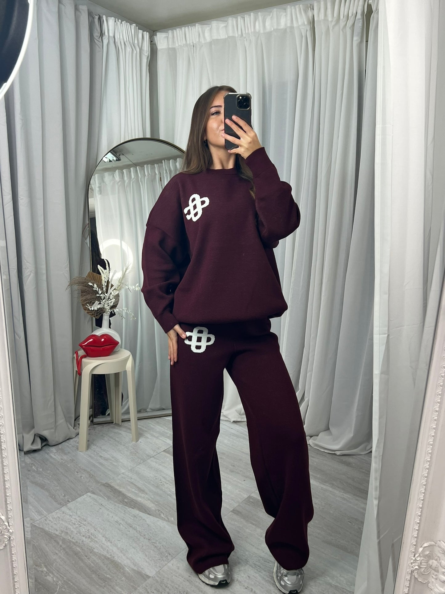 Knitted wide leg bottoms and long sleeved top lounge wear