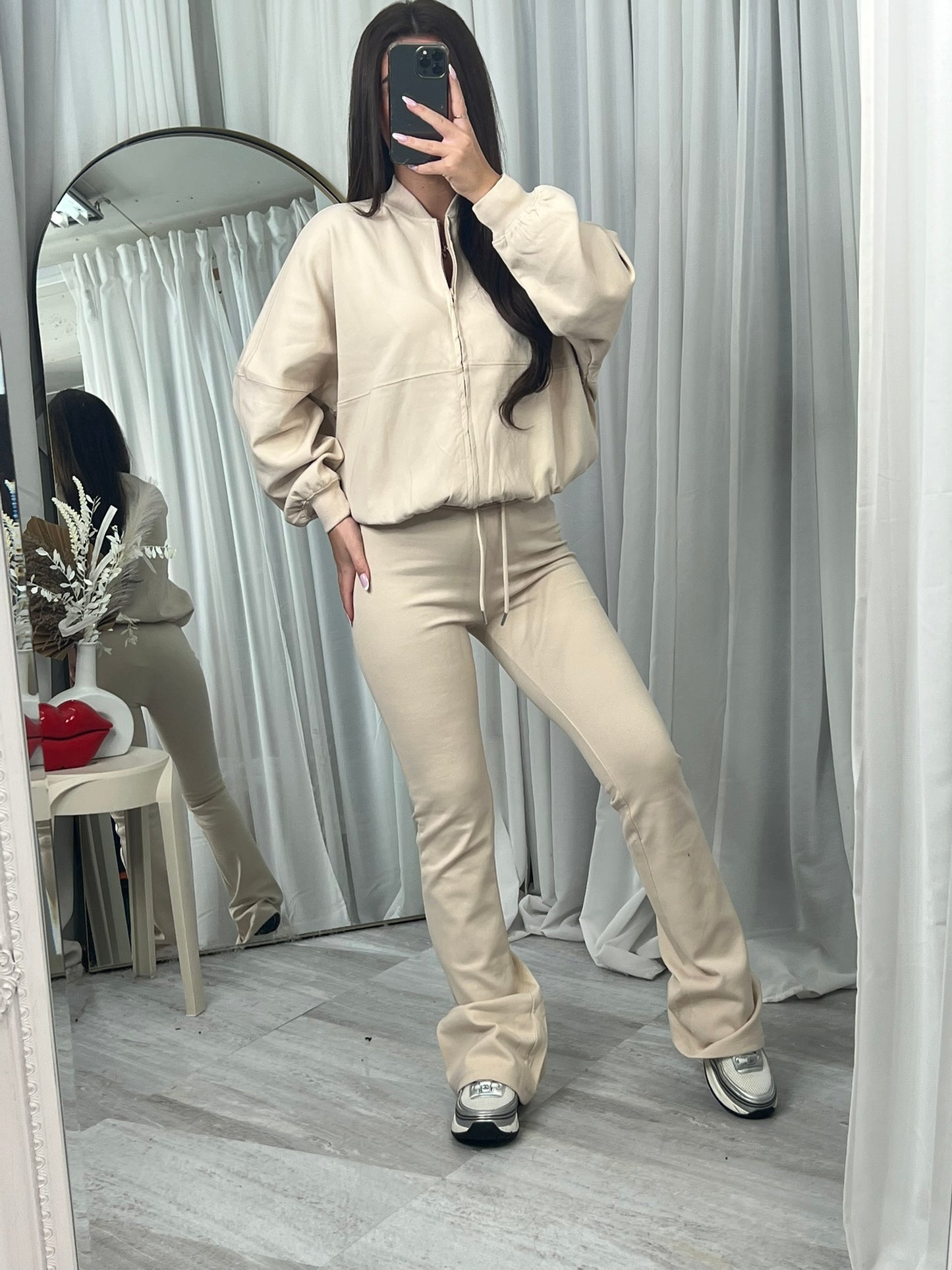 Cross detail compression cropped tracksuit