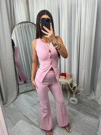 Buttoned waistcoat top and flared bottoms set